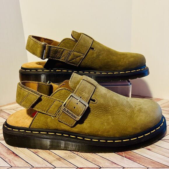 Dr Martens Jorge II Tumbled Nubuck Muted Olive Leather M 11 W 12 Slingback Mules main image 6